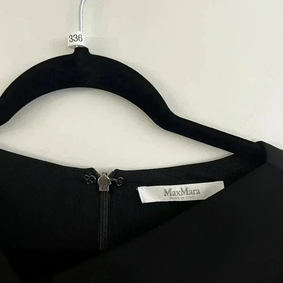 336 Max Mara Drapped Front Long Sleeve Dress Size 38 Color Black - Picture 3 of 6